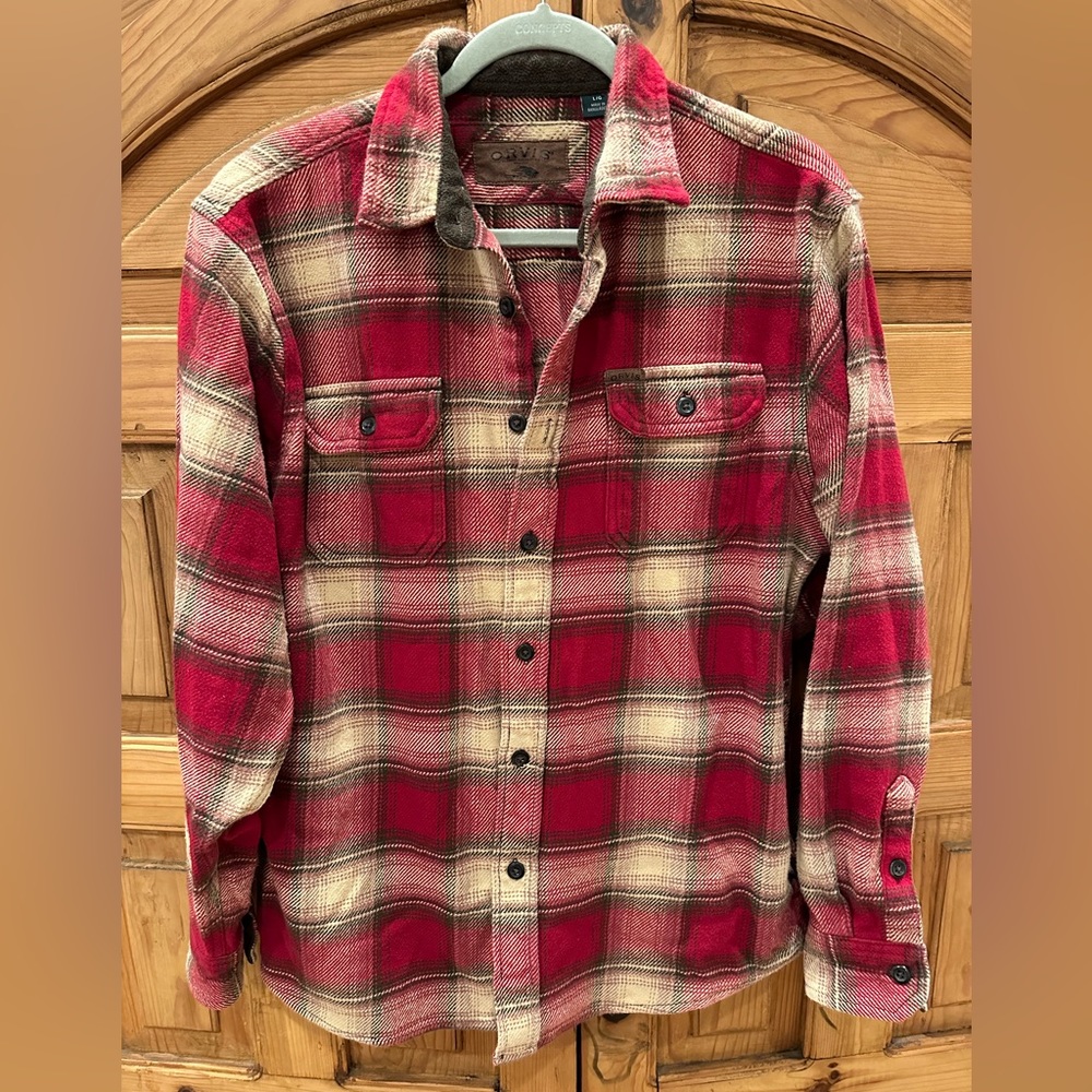 ORVIS Flannel Shirt Jacket, Big Bear Red Plaid